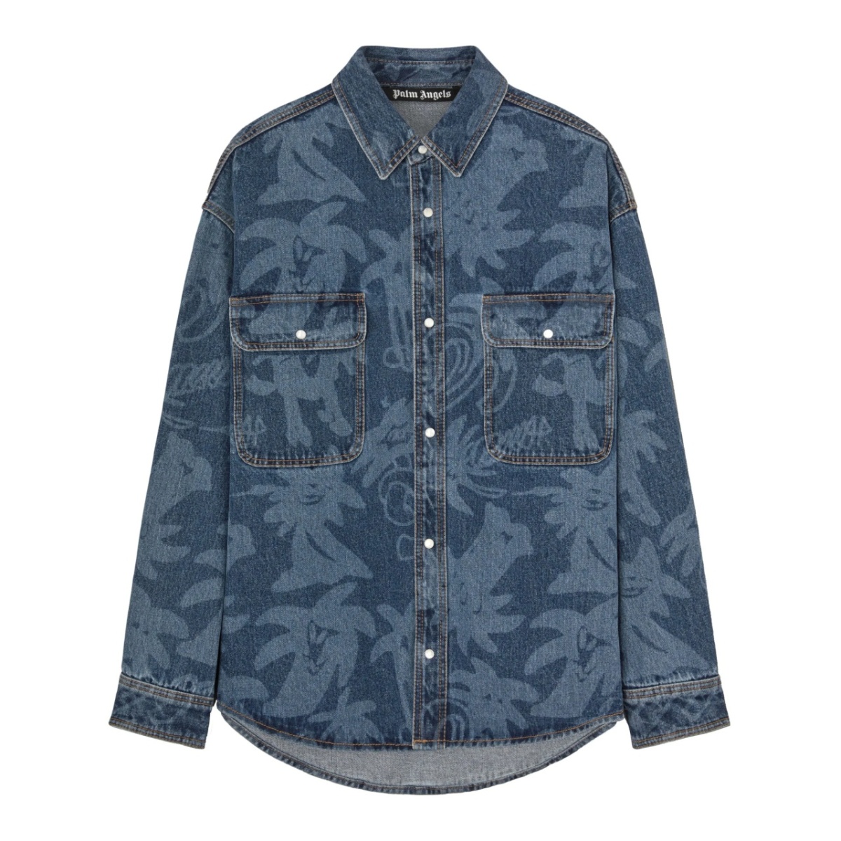 Palmity laser-print denim shirt