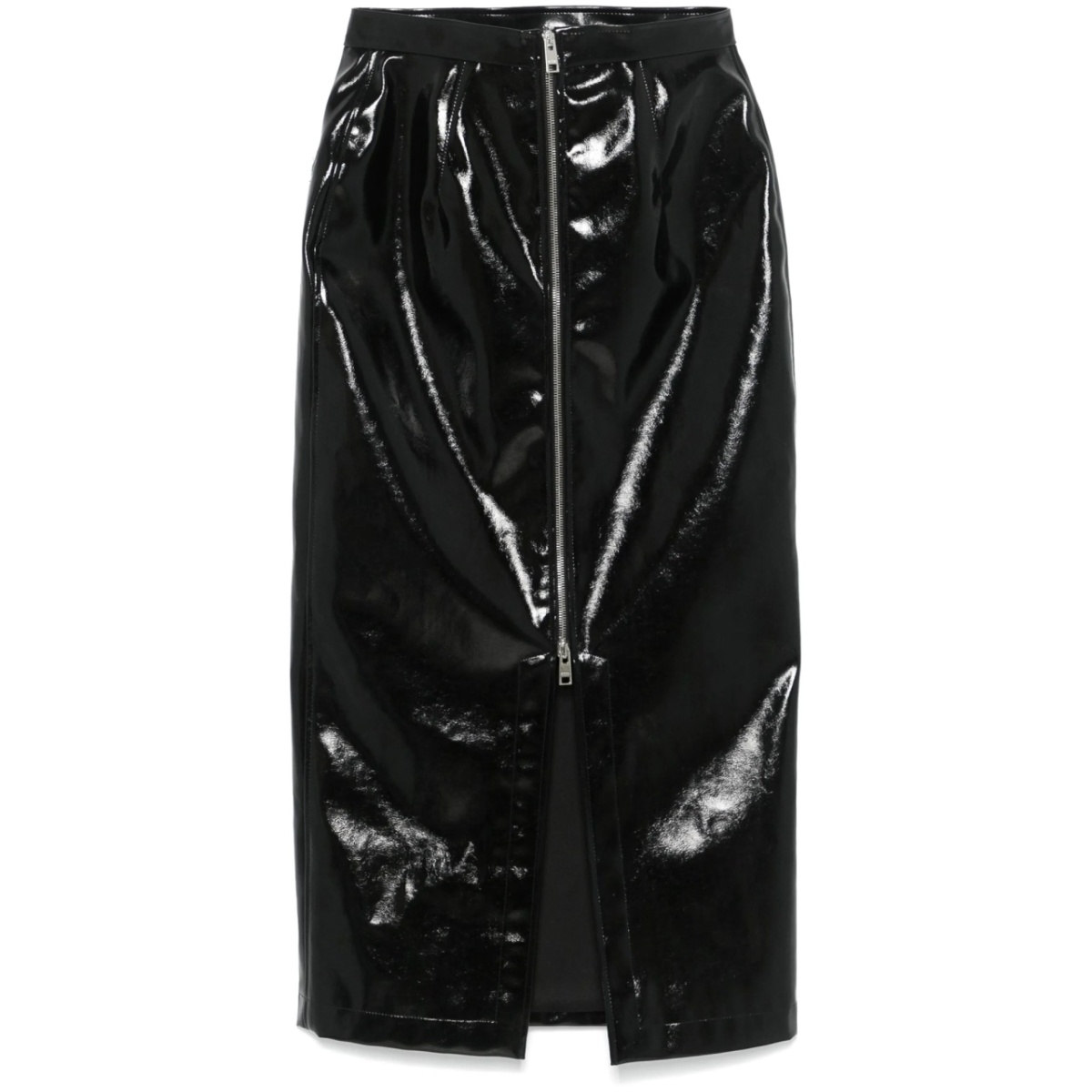 patent midi skirt