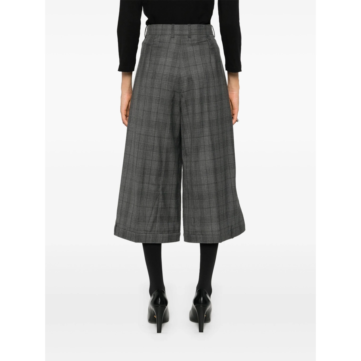 plaid-check cropped trousers - Img 4