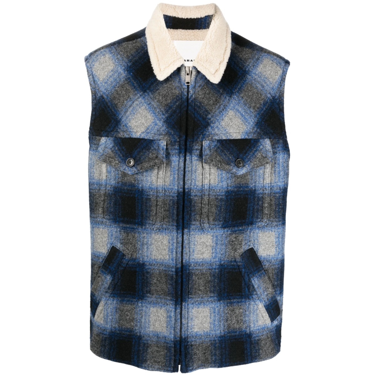 plaid check-pattern gilet