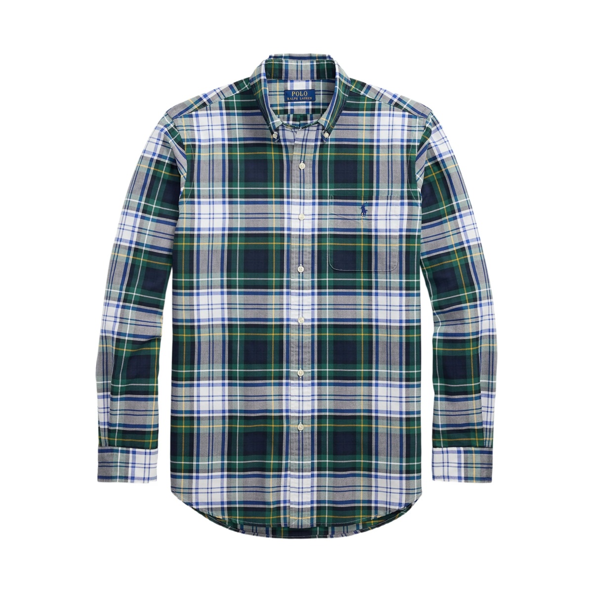 plaid-pattern patch-pocket shirt