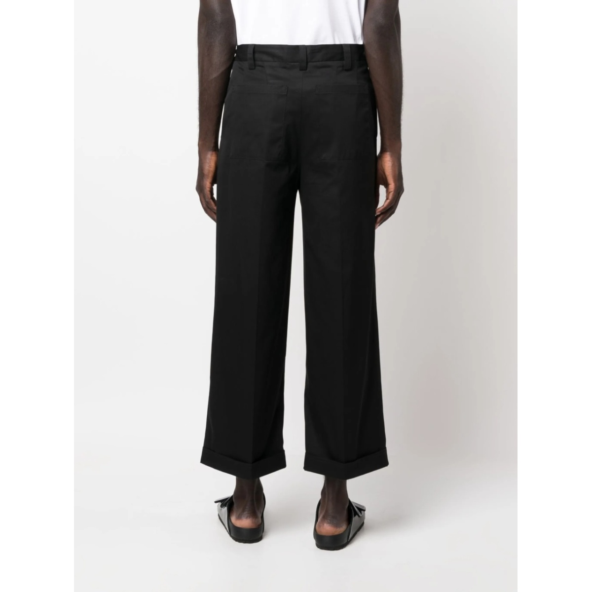 pleated-edge cropped cotton trousers - Img 4
