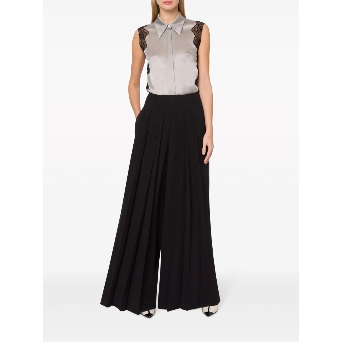 pleated wide-leg trousers - Img 2