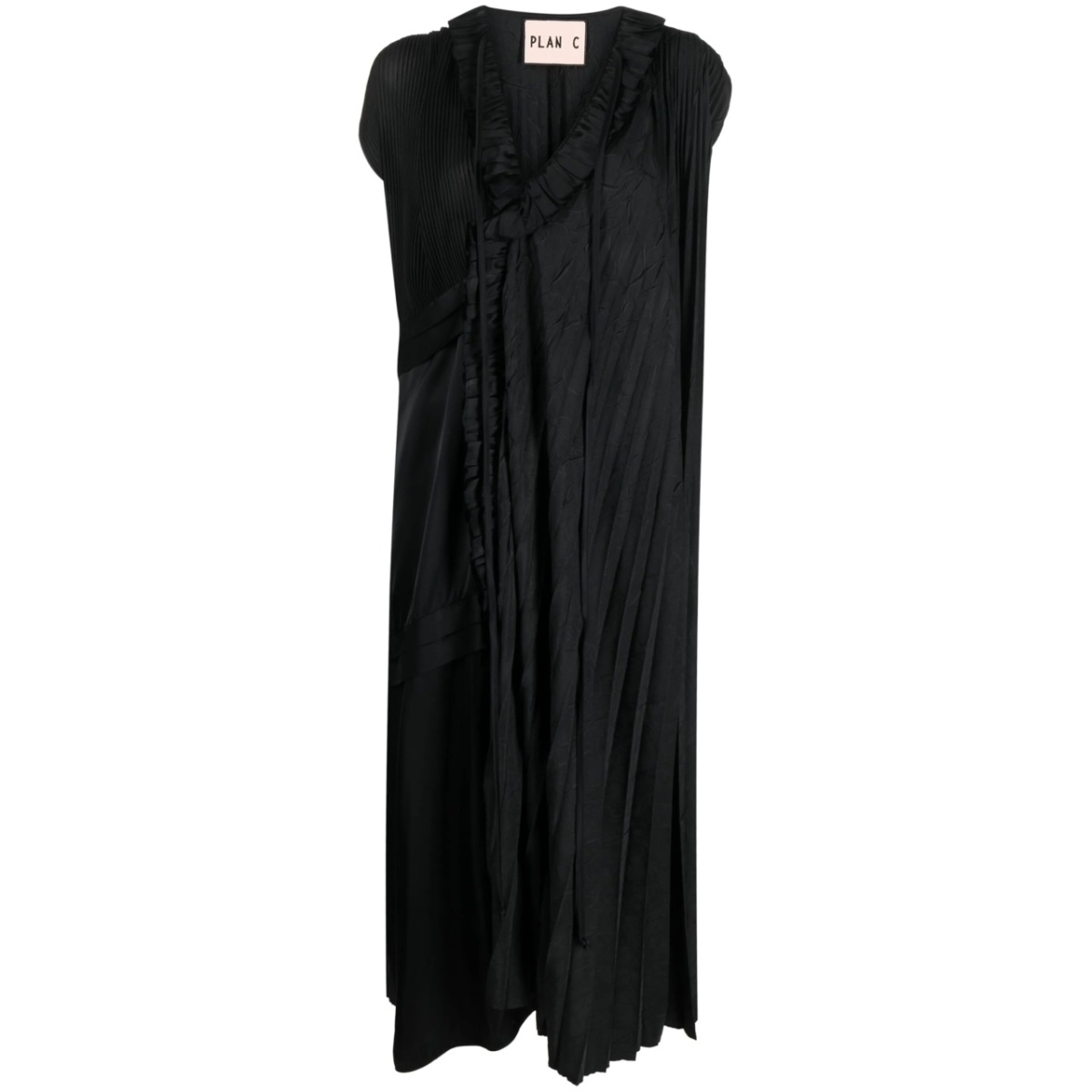 plissé-effect asymmetric midi dress