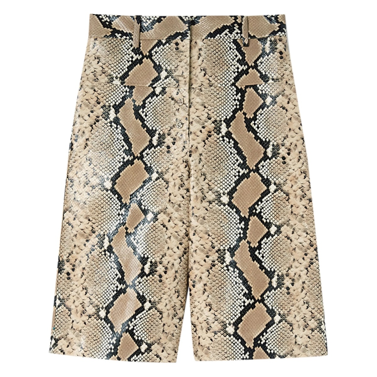 python-effect leather Bermuda shorts