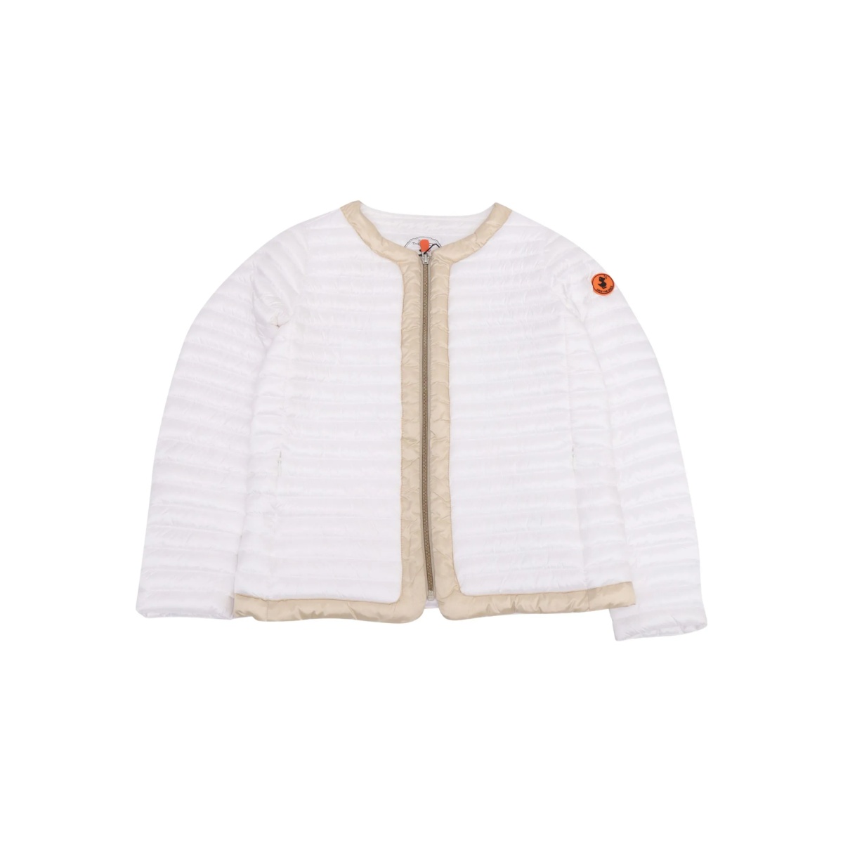 quilted logo-patch jacket