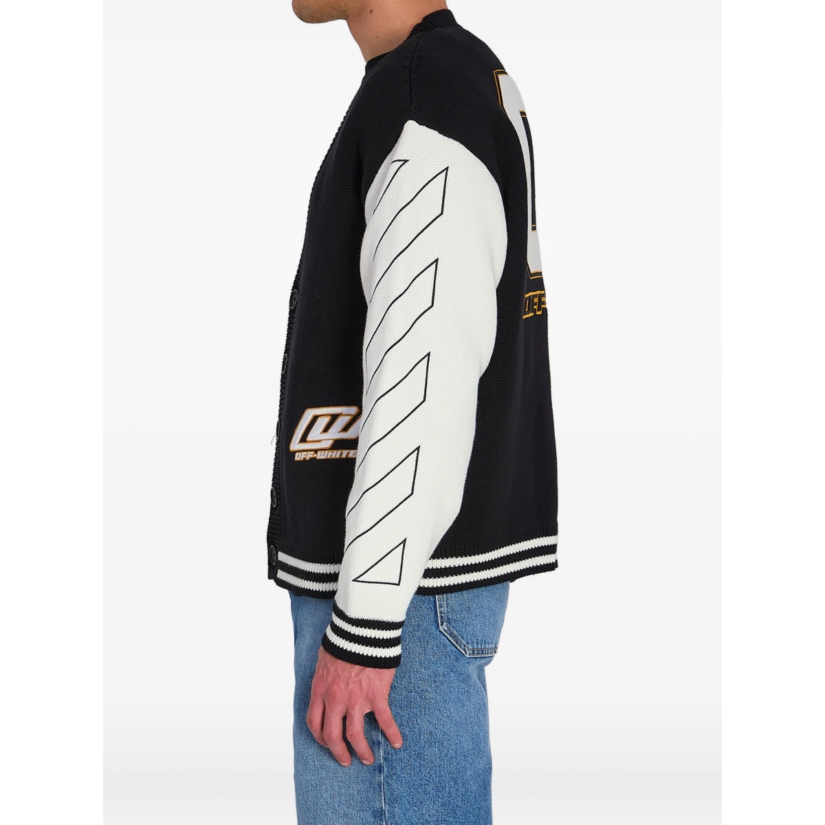 ribbed embroidery varsity cardigan - Img 4