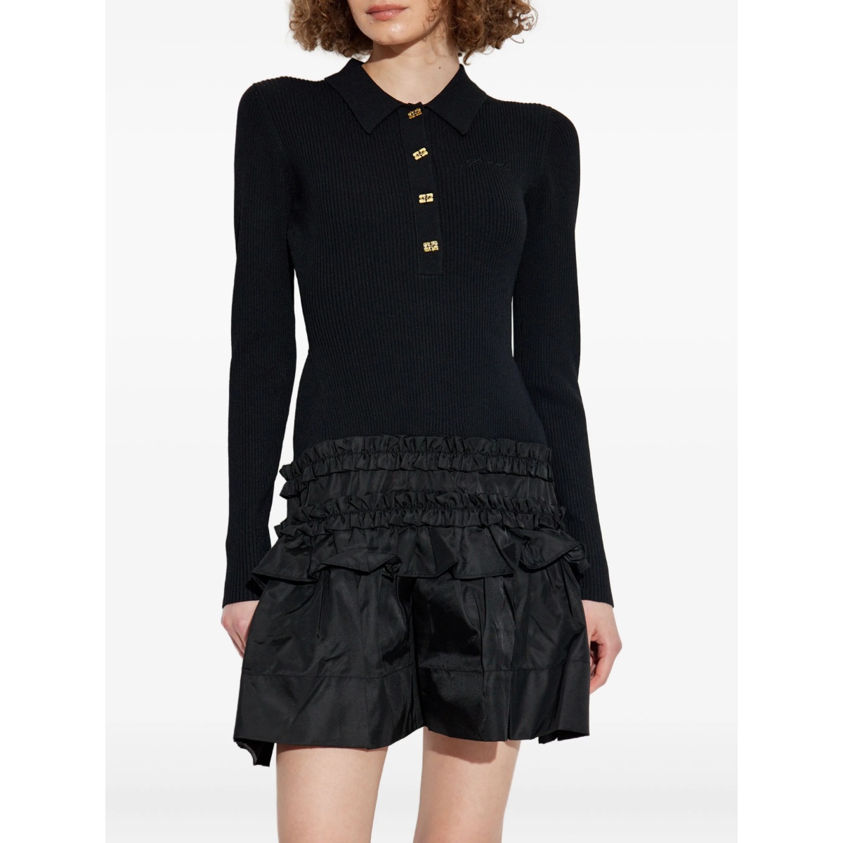 ribbed ruffled-skirt mini dress - Img 3