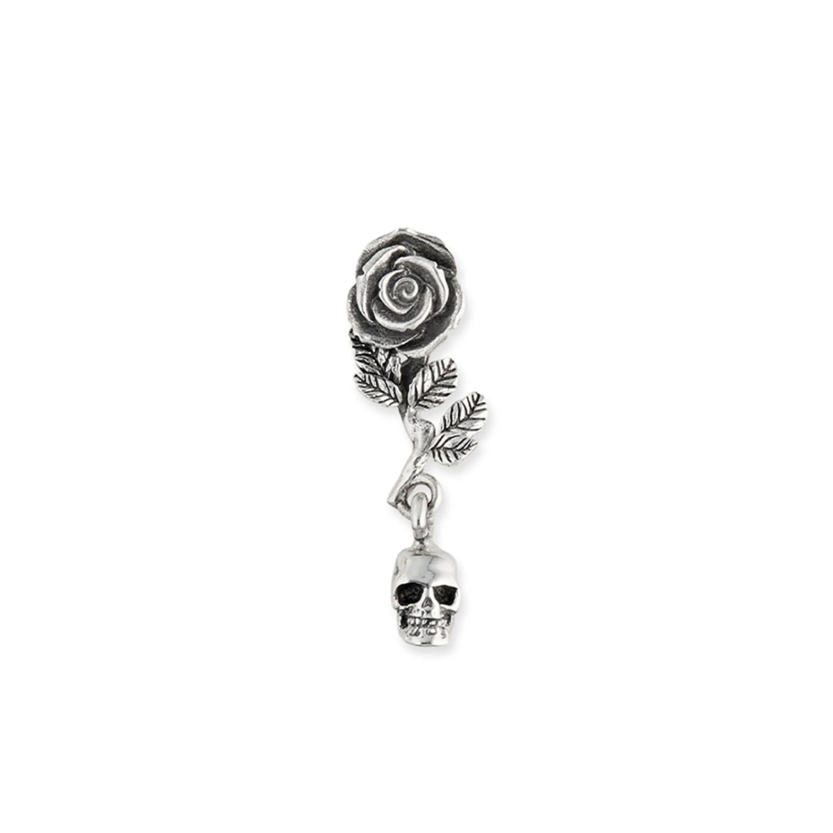 rose and skull-motif earring