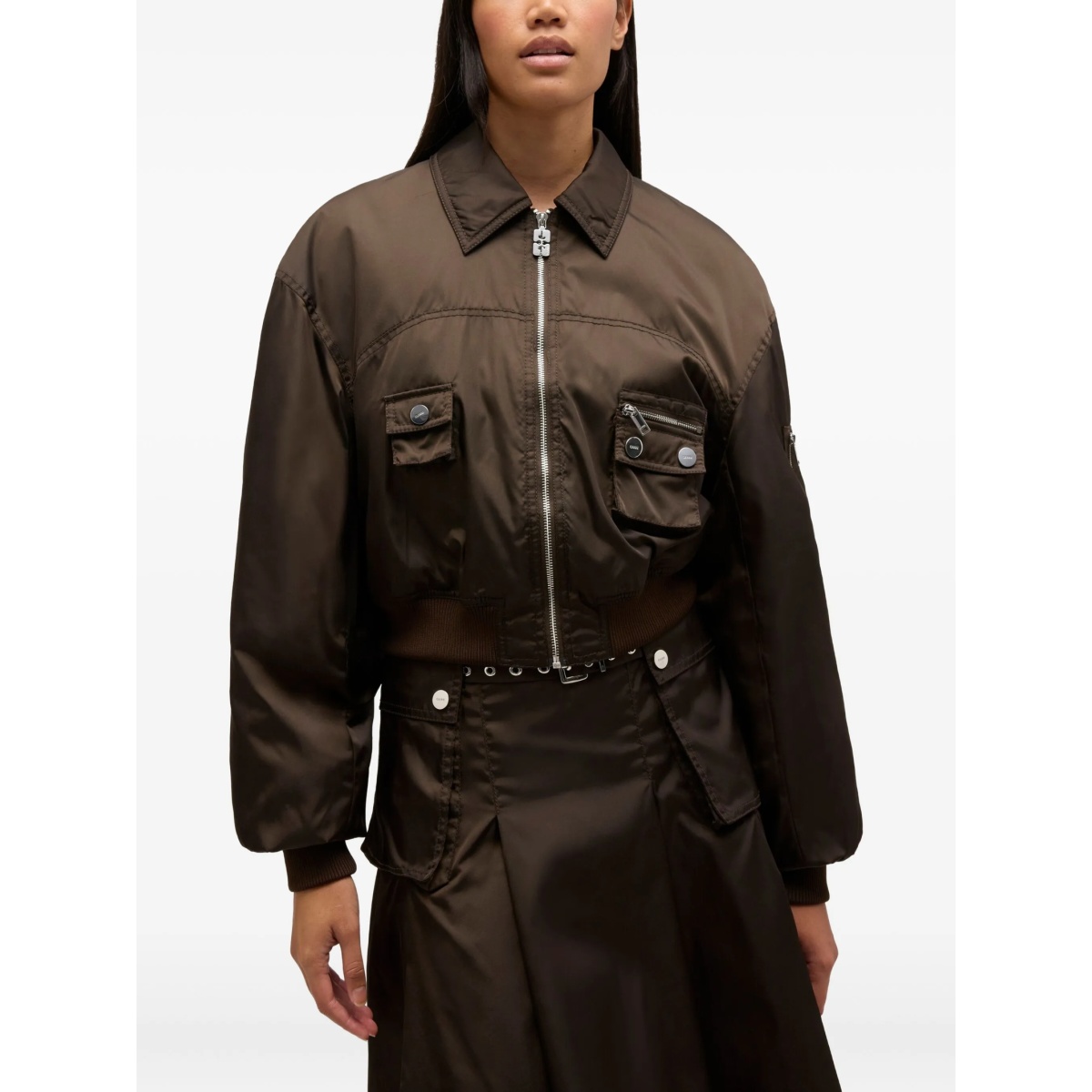 ruffled-detail bomber jacket - Img 3