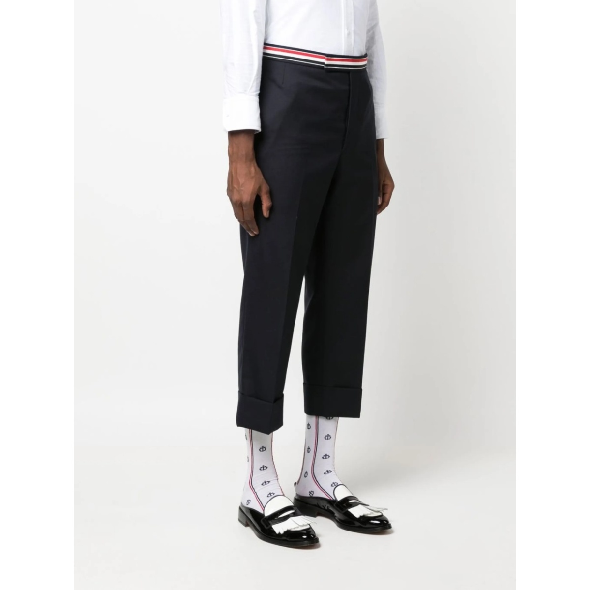 RWB-waistband cropped tailored trousers - Img 3