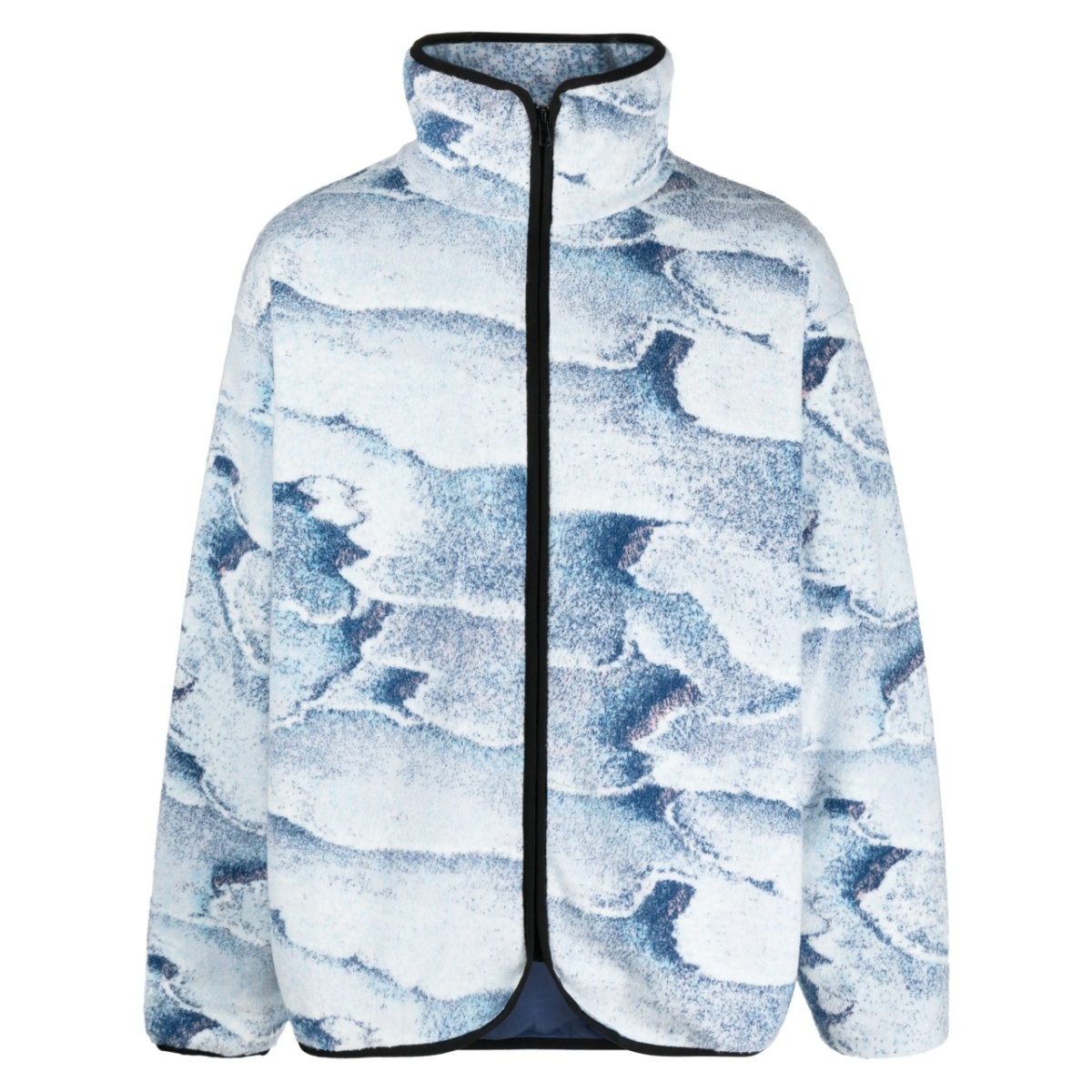 Salt abstract-print zip-up jacket