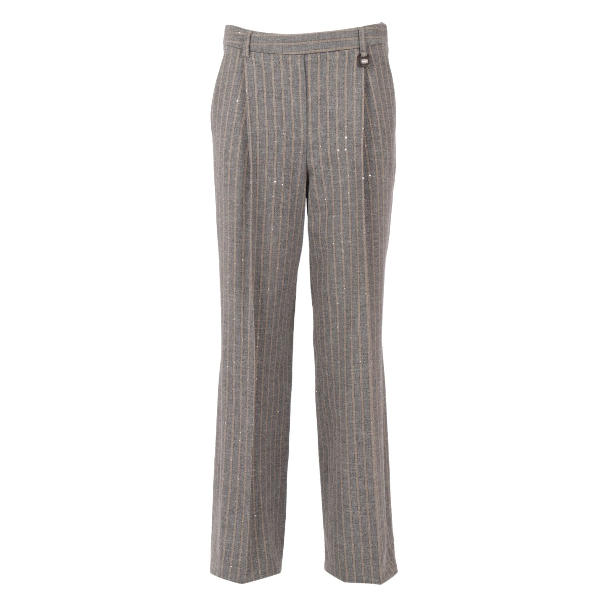 sequin-embellished pinstriped trousers