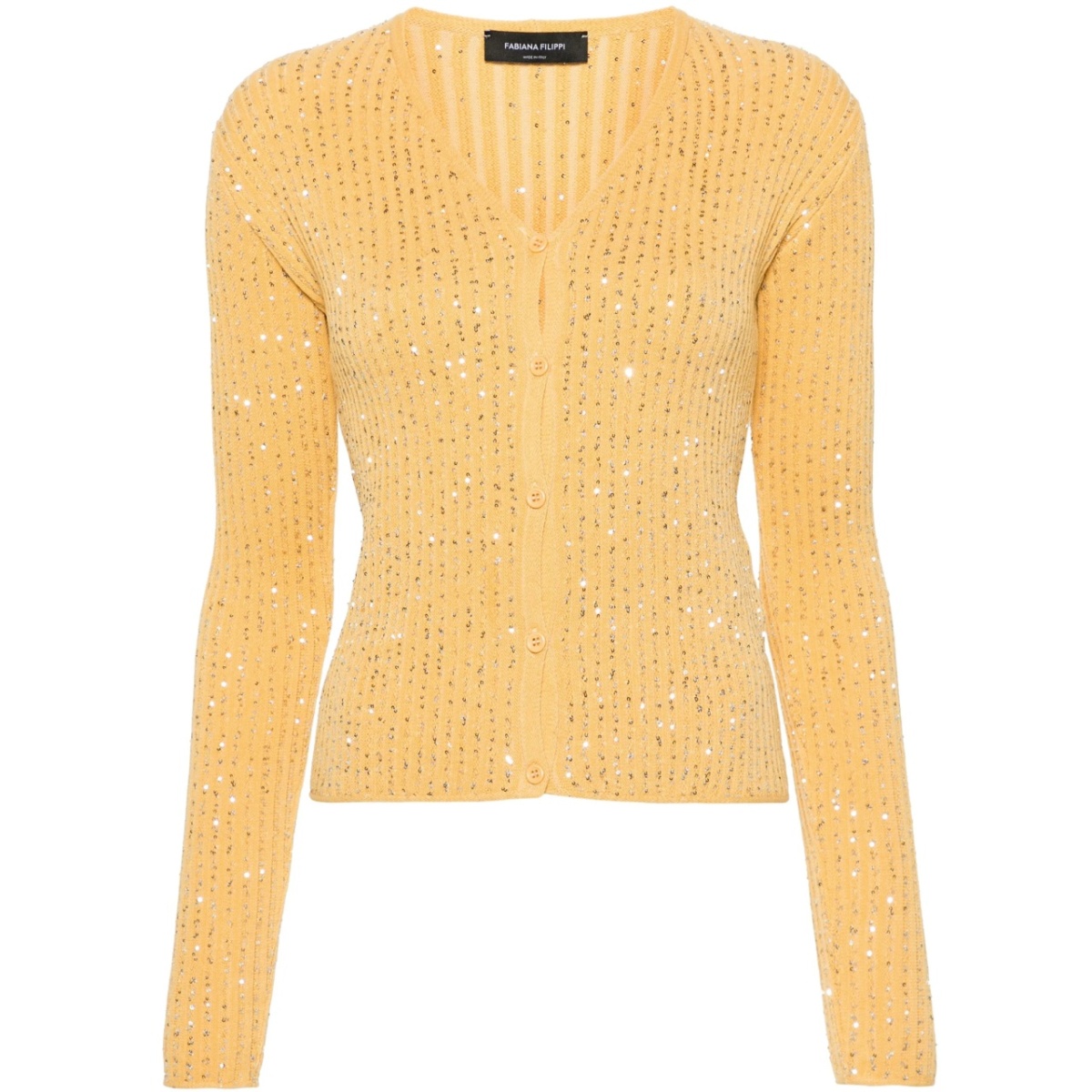 sequin-embellished ribbed cardigan
