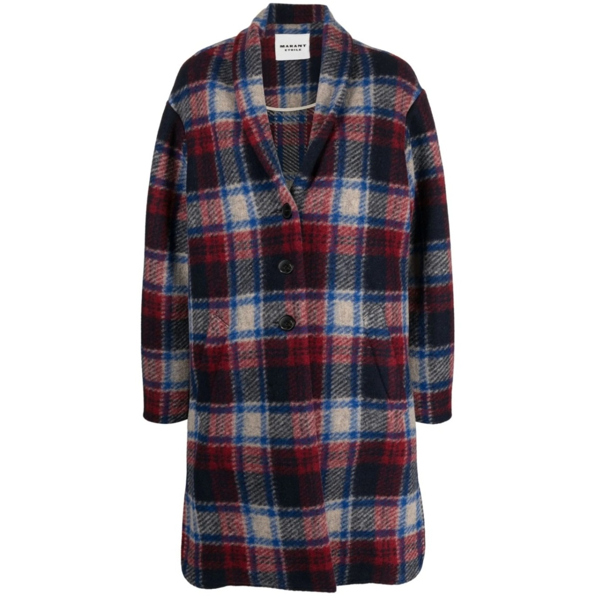 single-breasted checked coat