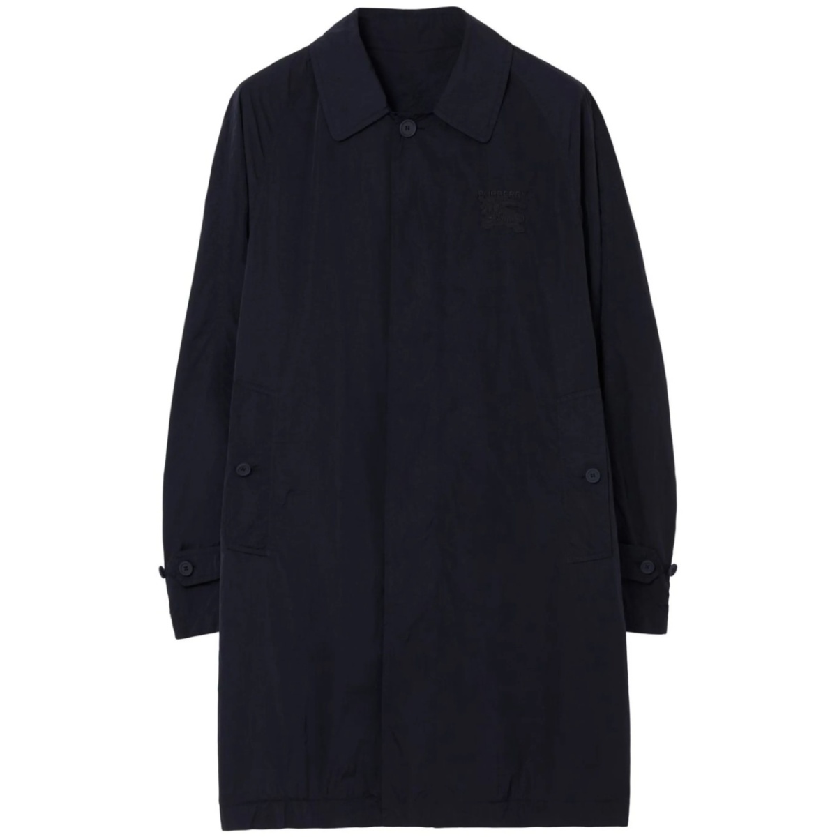 single-breasted logo patch coat