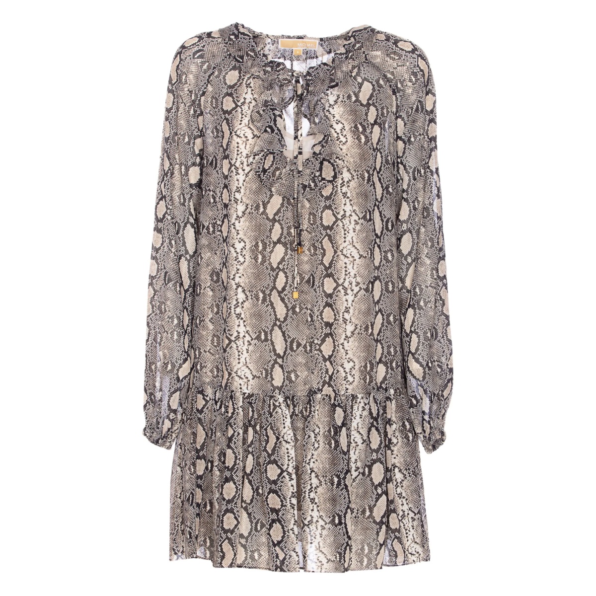 snake-print ruffled dress