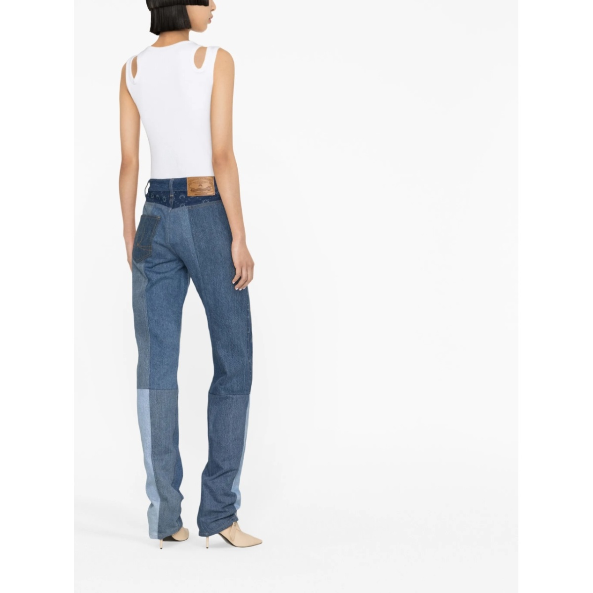 straight-leg patchwork jeans - Img 4