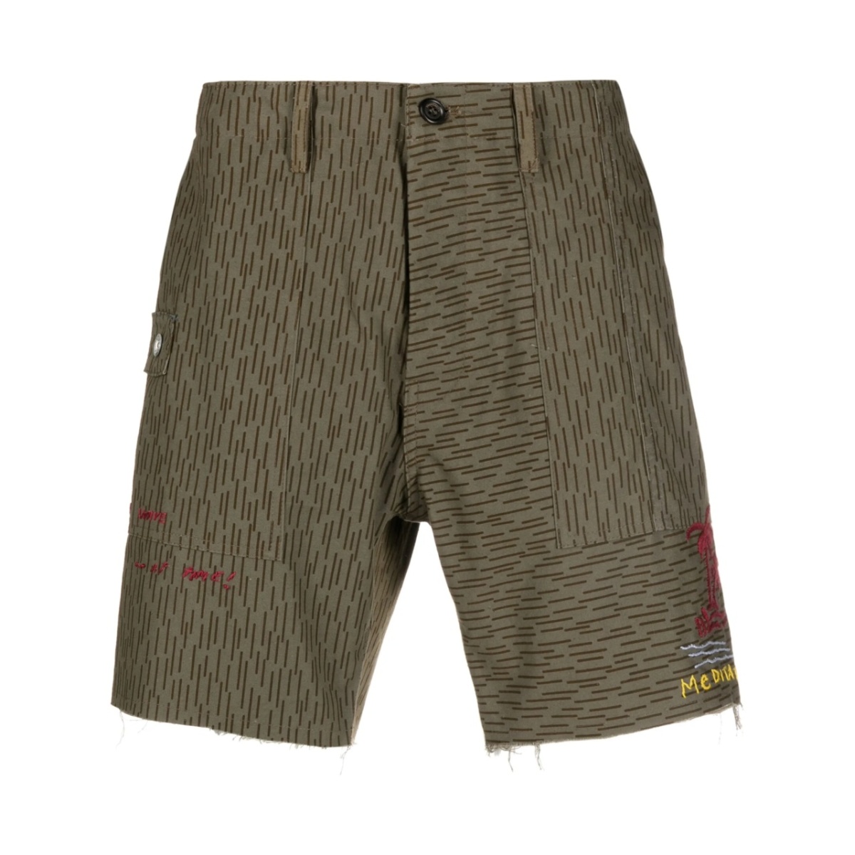 stripe-pattern cotton shorts