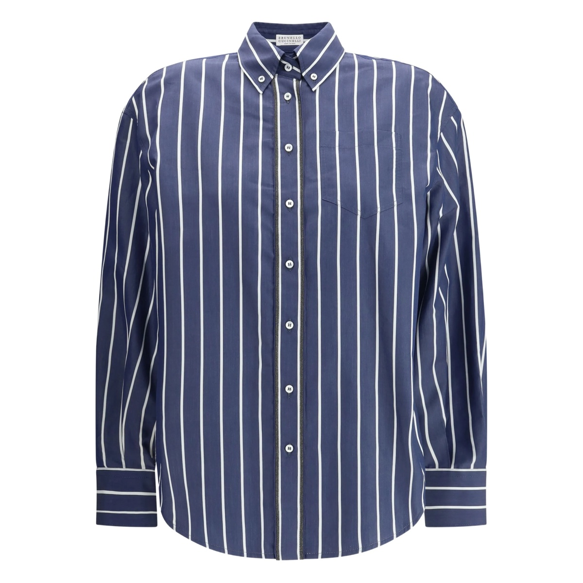 striped button-fastening shirt