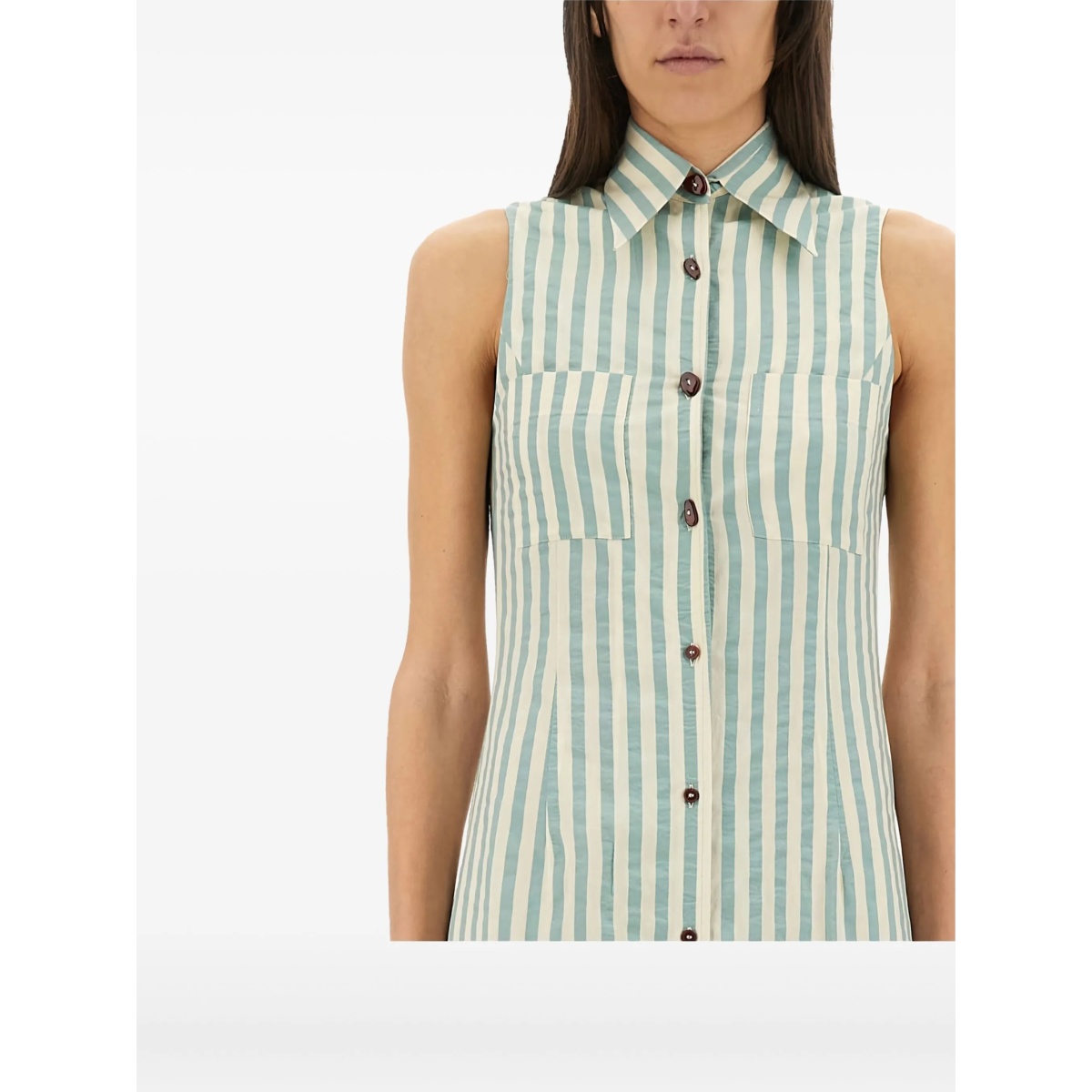 striped-pattern sleeveless midi dress - Img 4