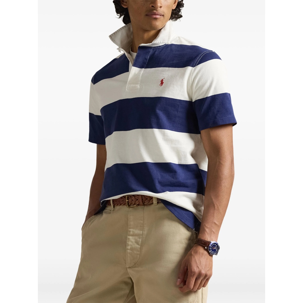 striped short-sleeve polo shirt - Img 3