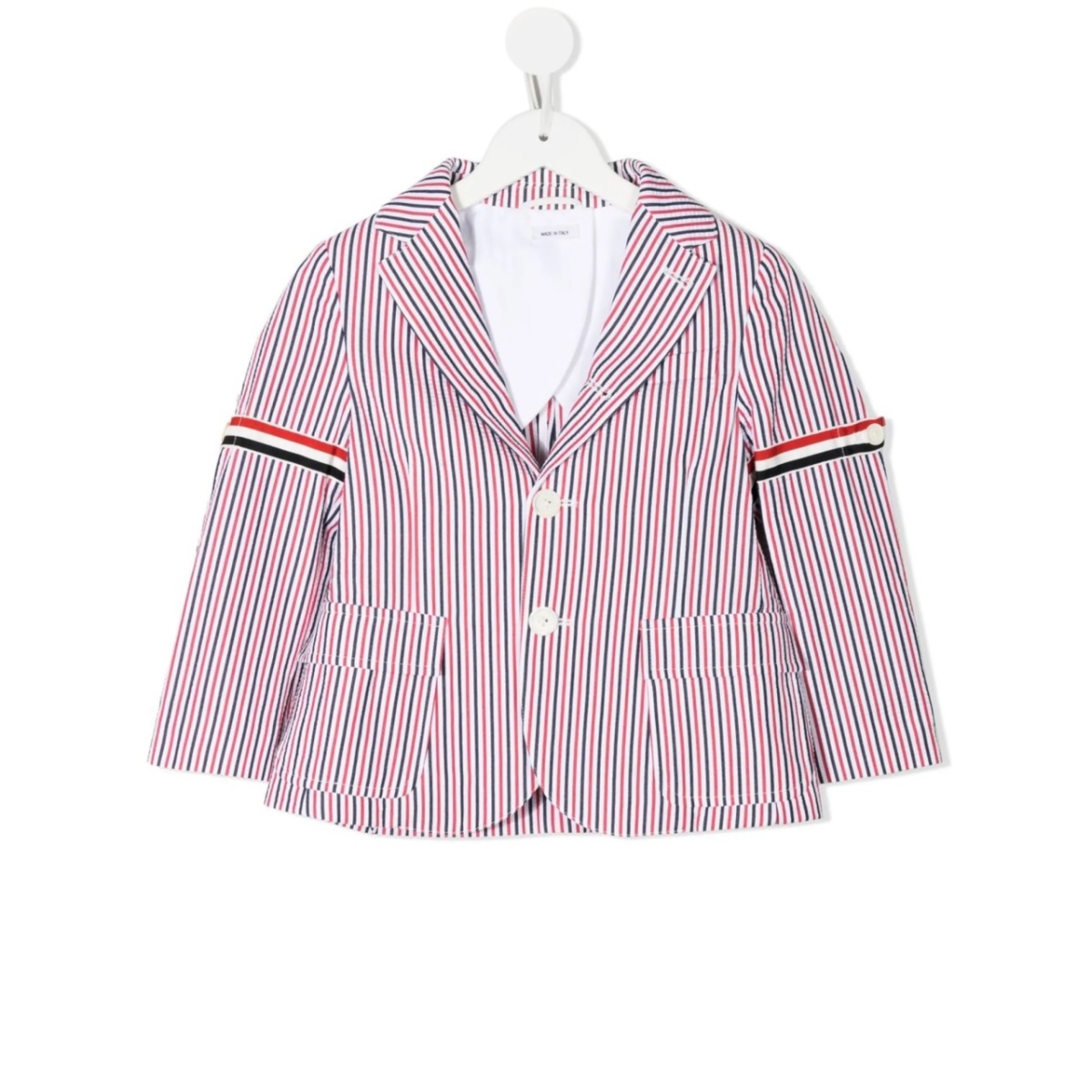 striped single-breasted blazer