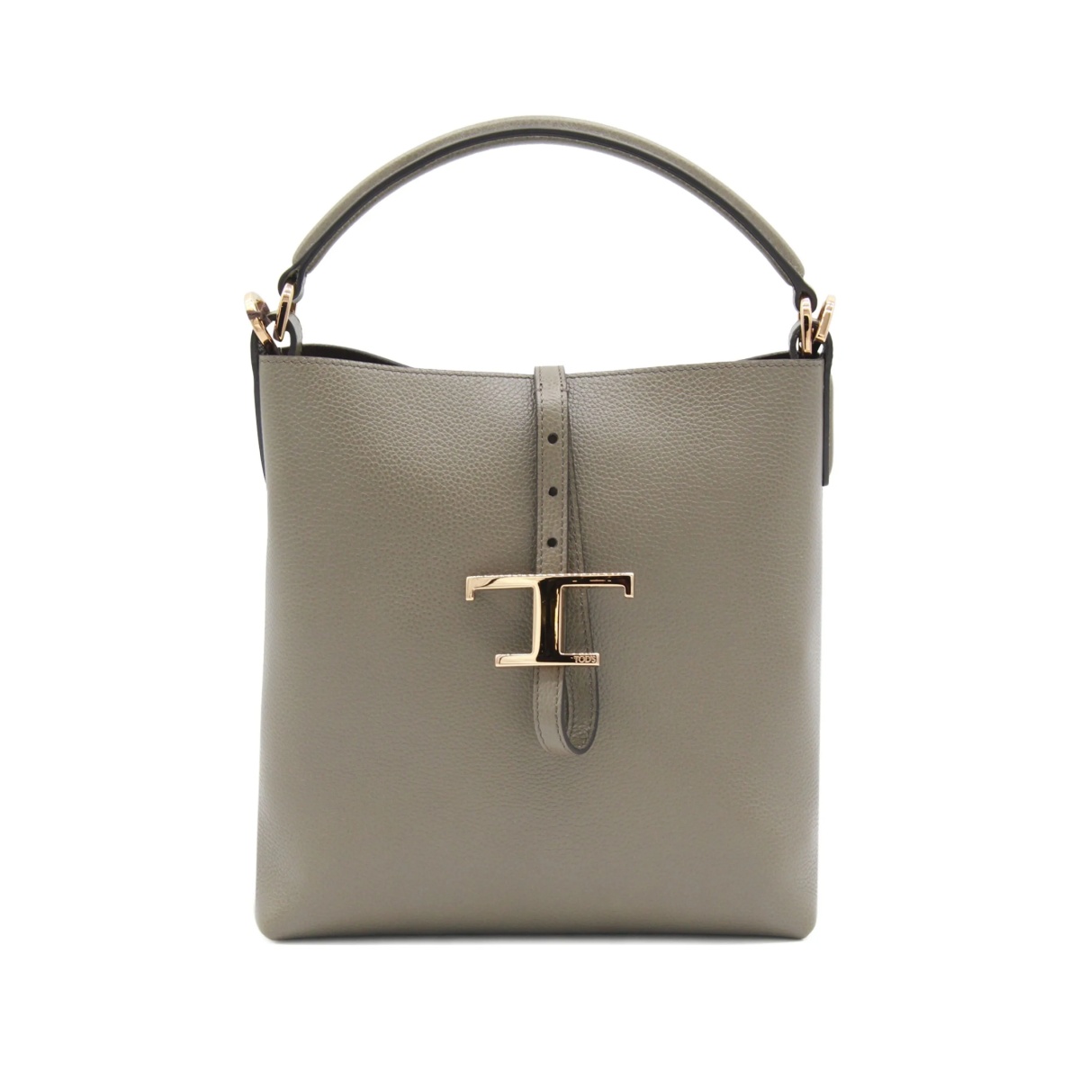 T-buckle leather shoulder bag