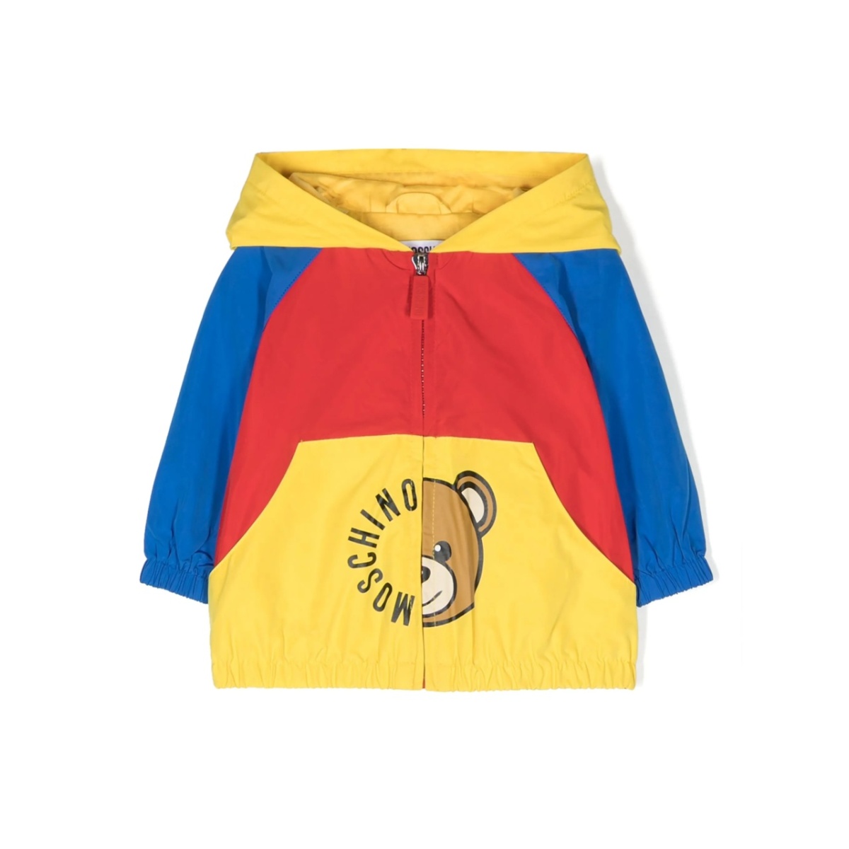 Teddy Bear-motif colour-block hooded jacket