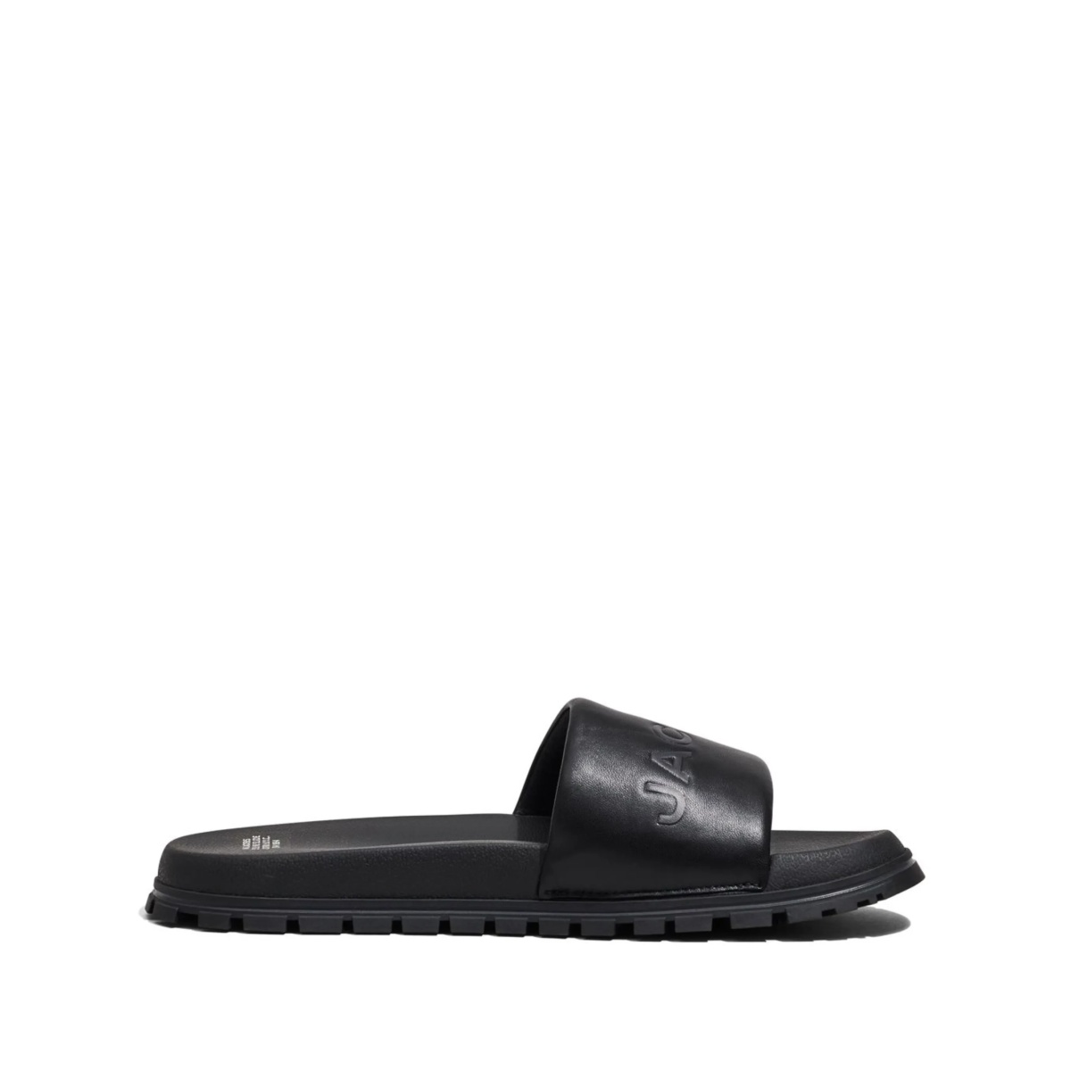 The Leather Slide logo-embossed slides