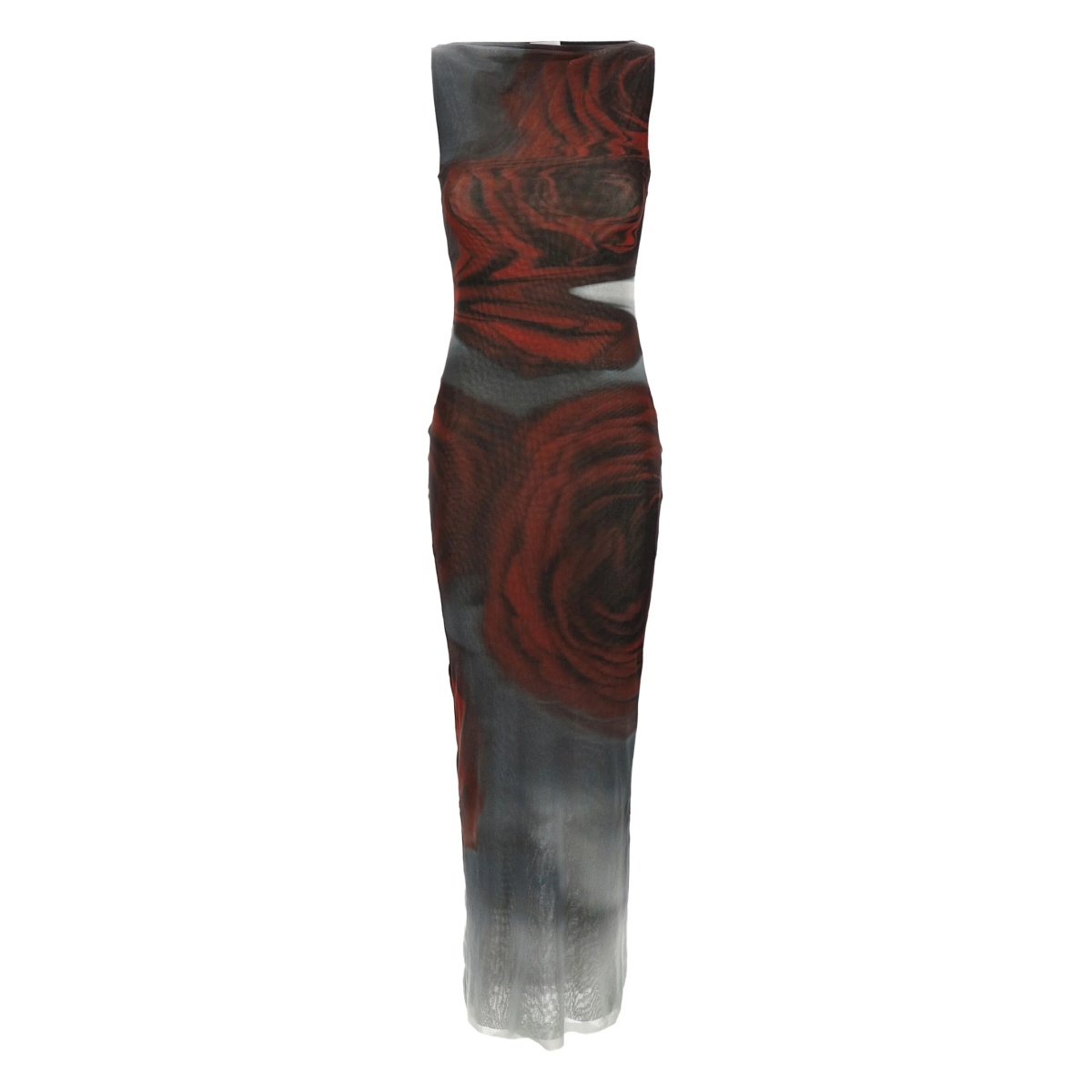 The Long Red Blurry tulle maxi dress