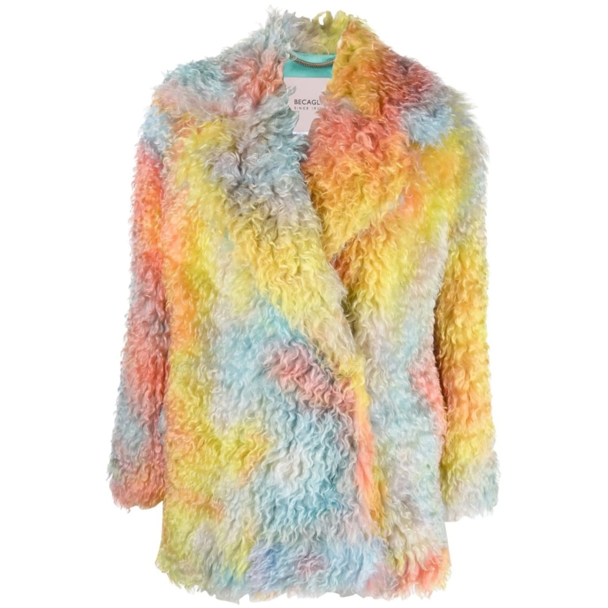 tie-dye faux-shearling coat