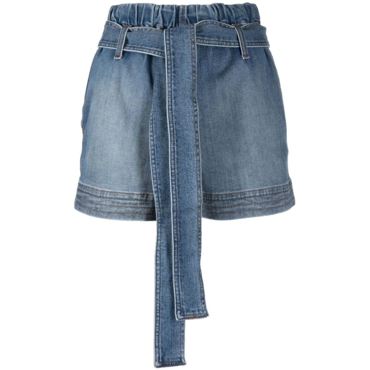 tie-waist denim shorts