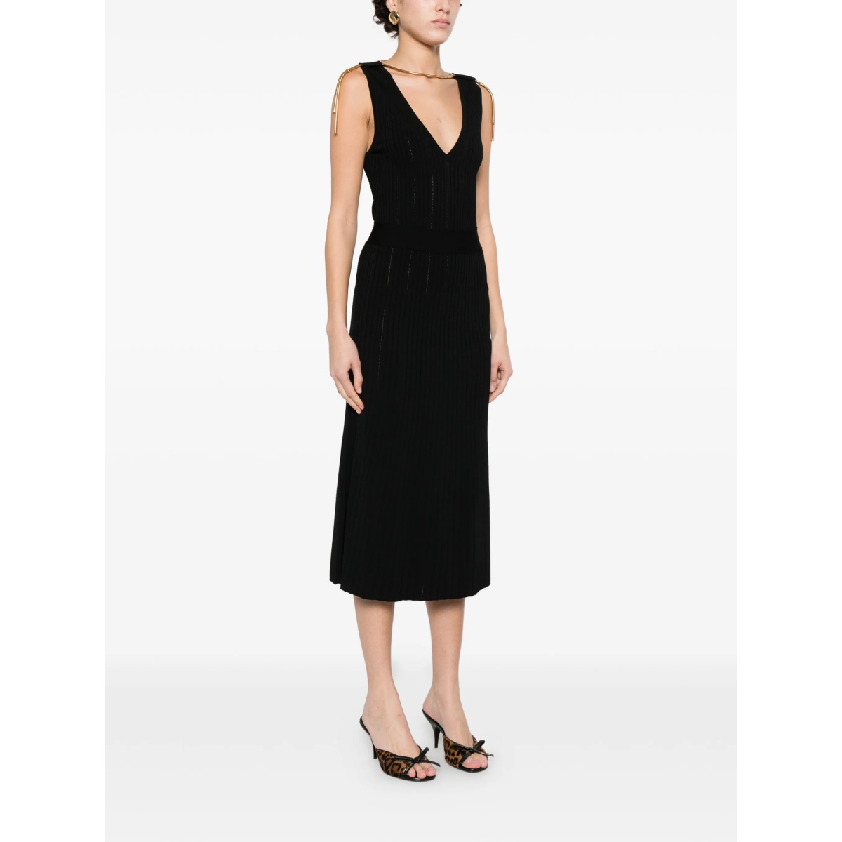 V-neck ribbed midi dress - Img 3