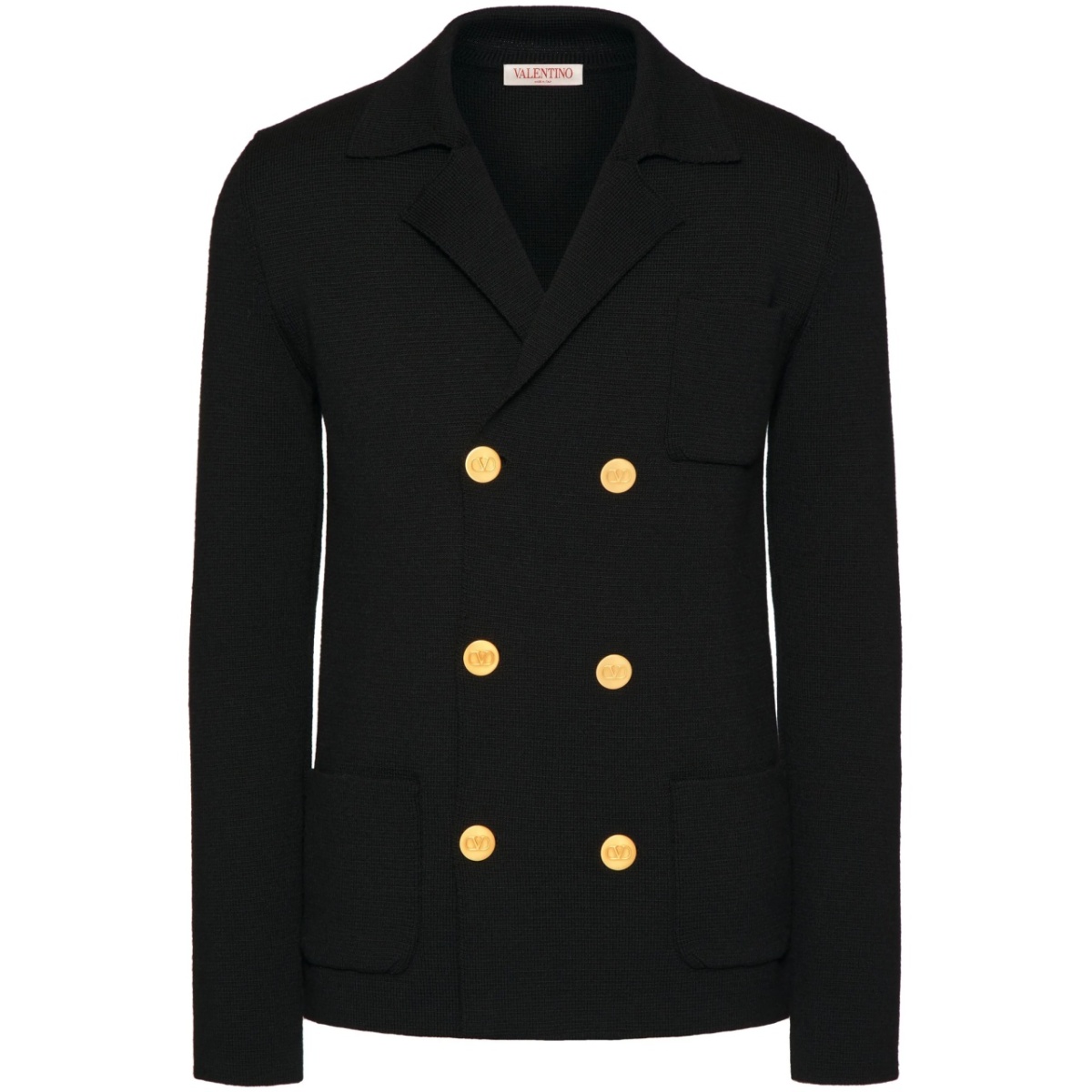 VLogo-button wool cardigan