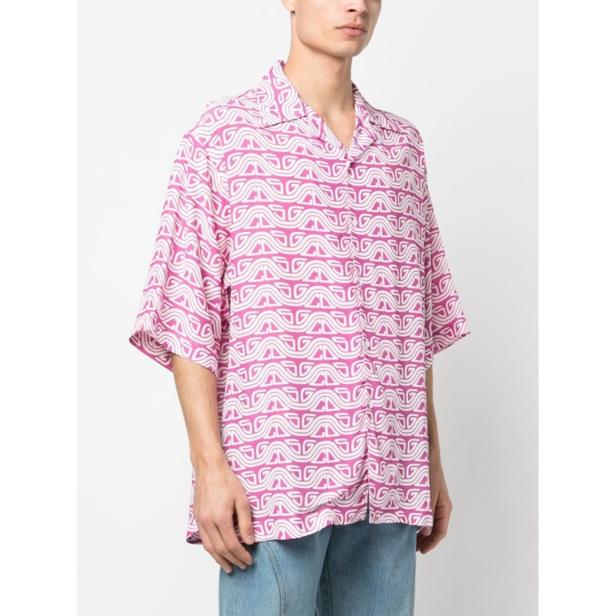 wave printed bowling shirt - Img 3