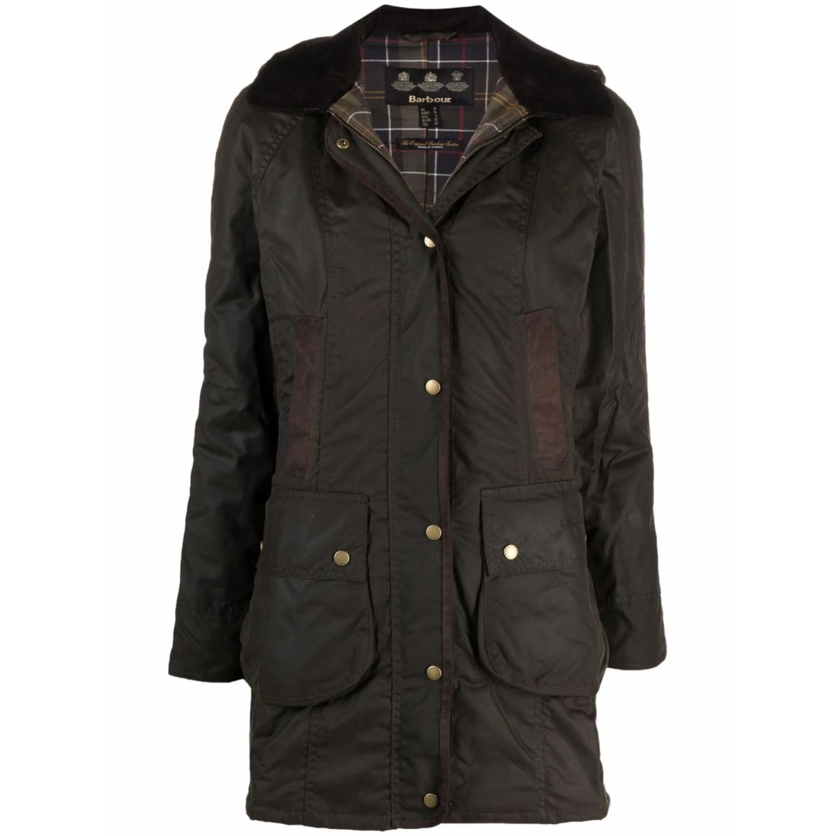 wax-coated buttoned-up coat