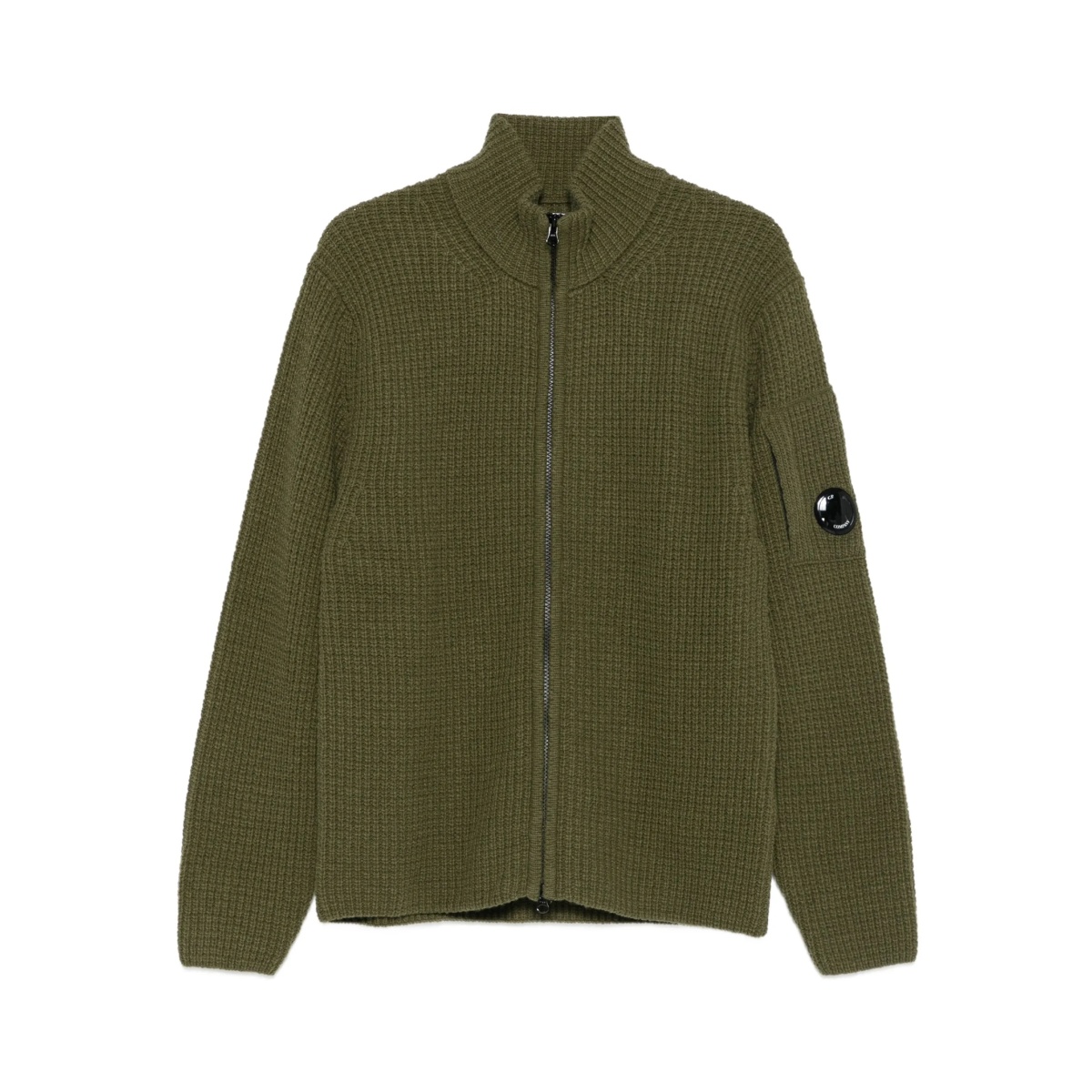 zip-front ribbed cardigan