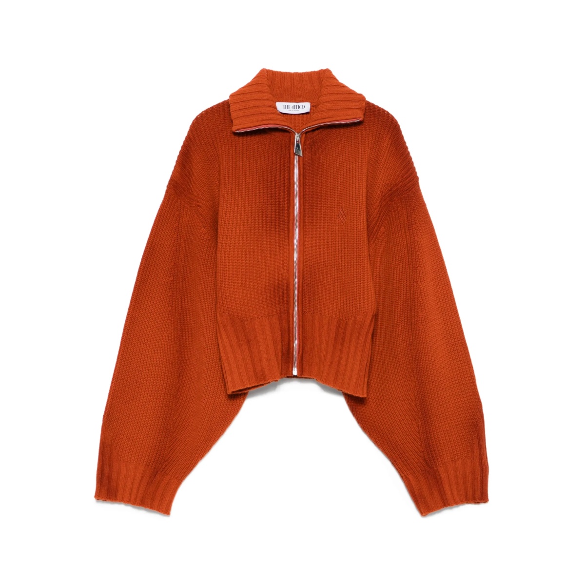 zip-front ribbed cardigan