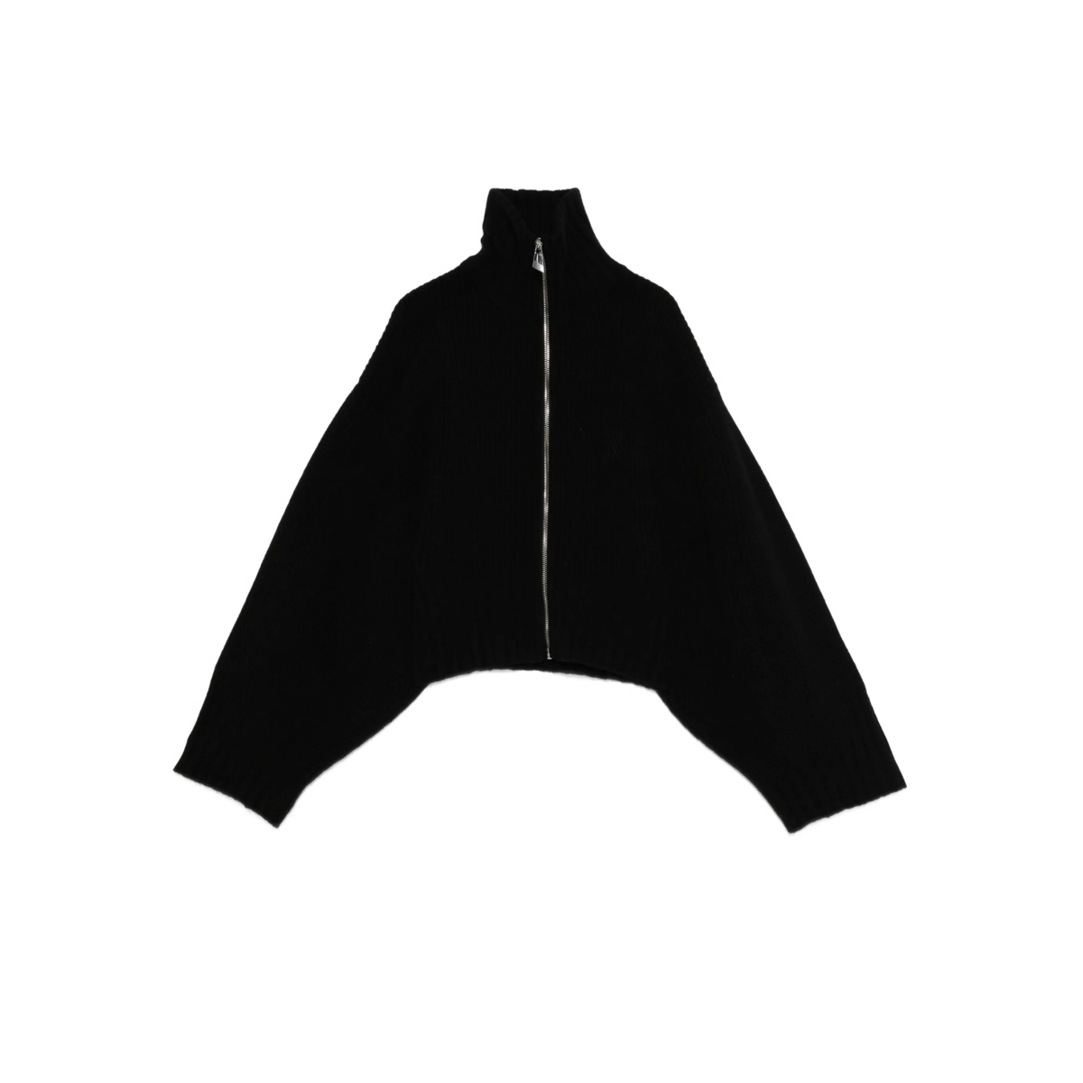 zip-front ribbed-knit cardigan