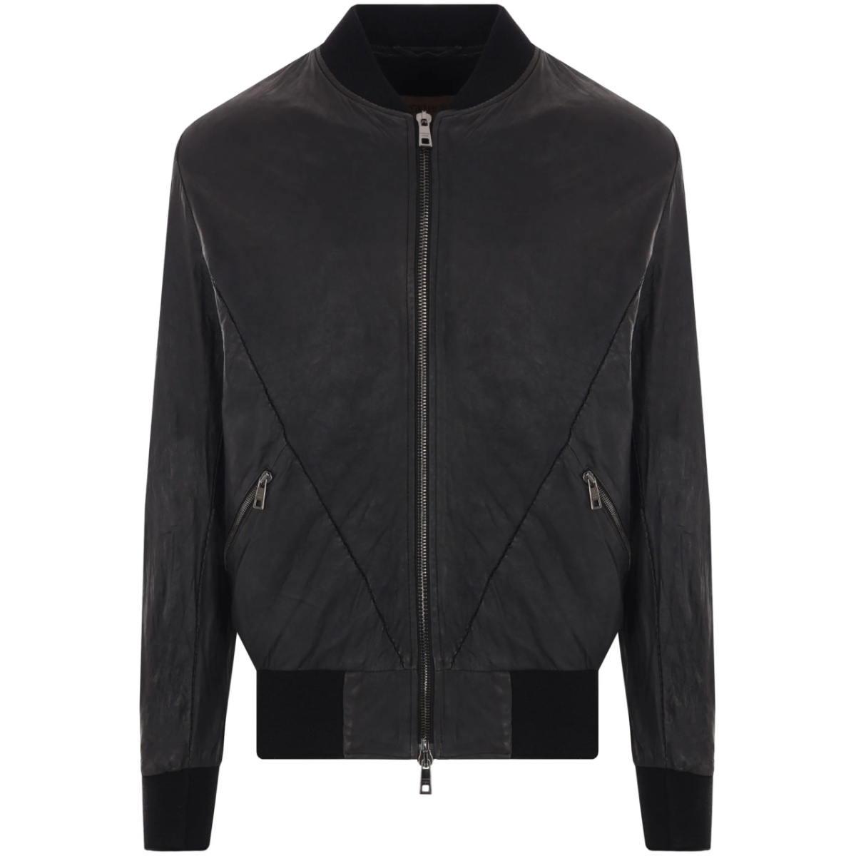 zip-up leather jacket