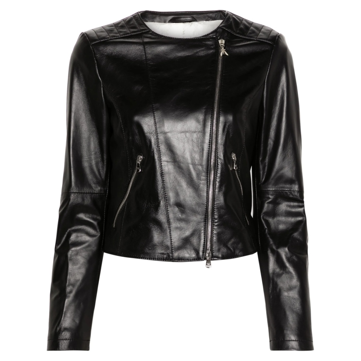 zip-up leather jacket