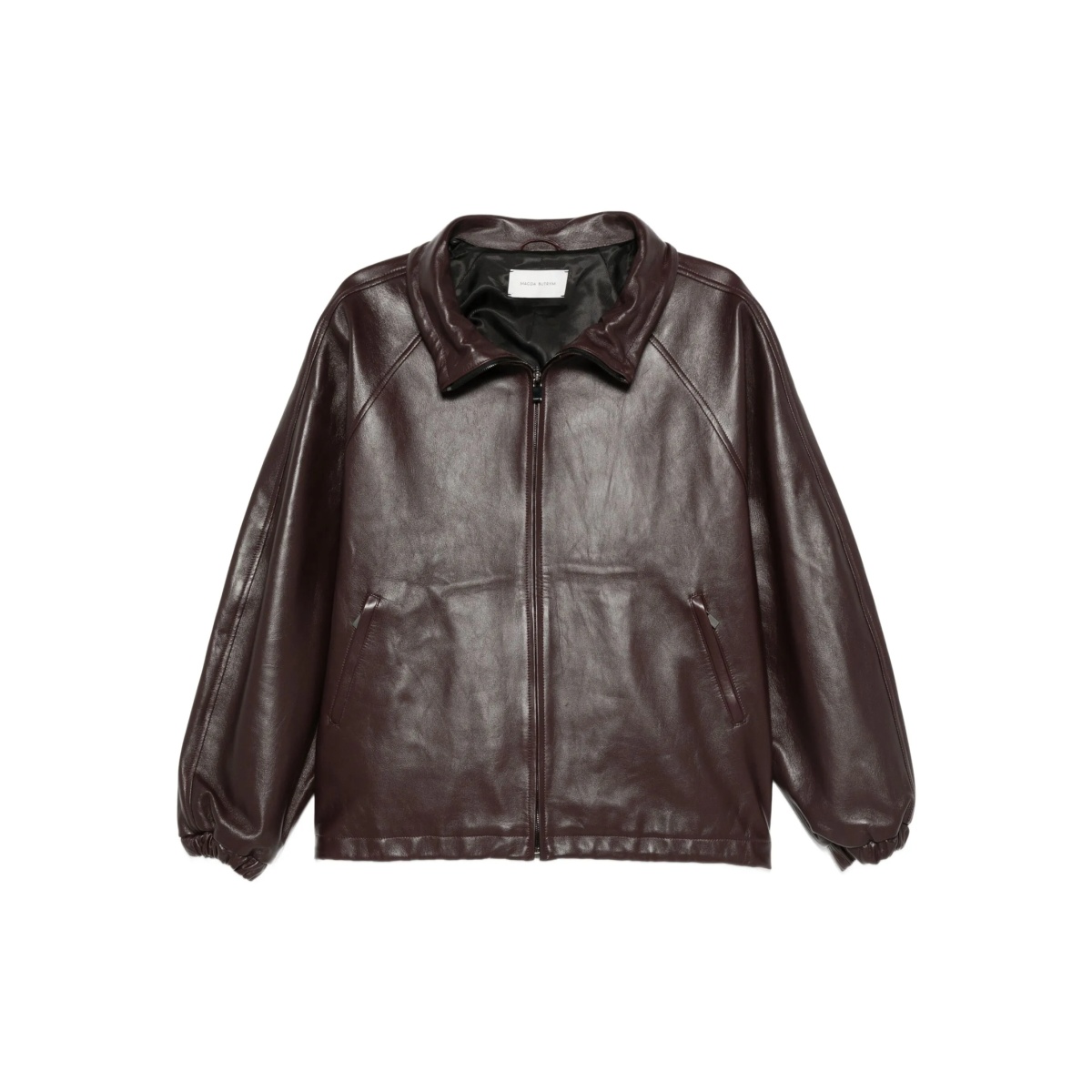zip-up leather jacket