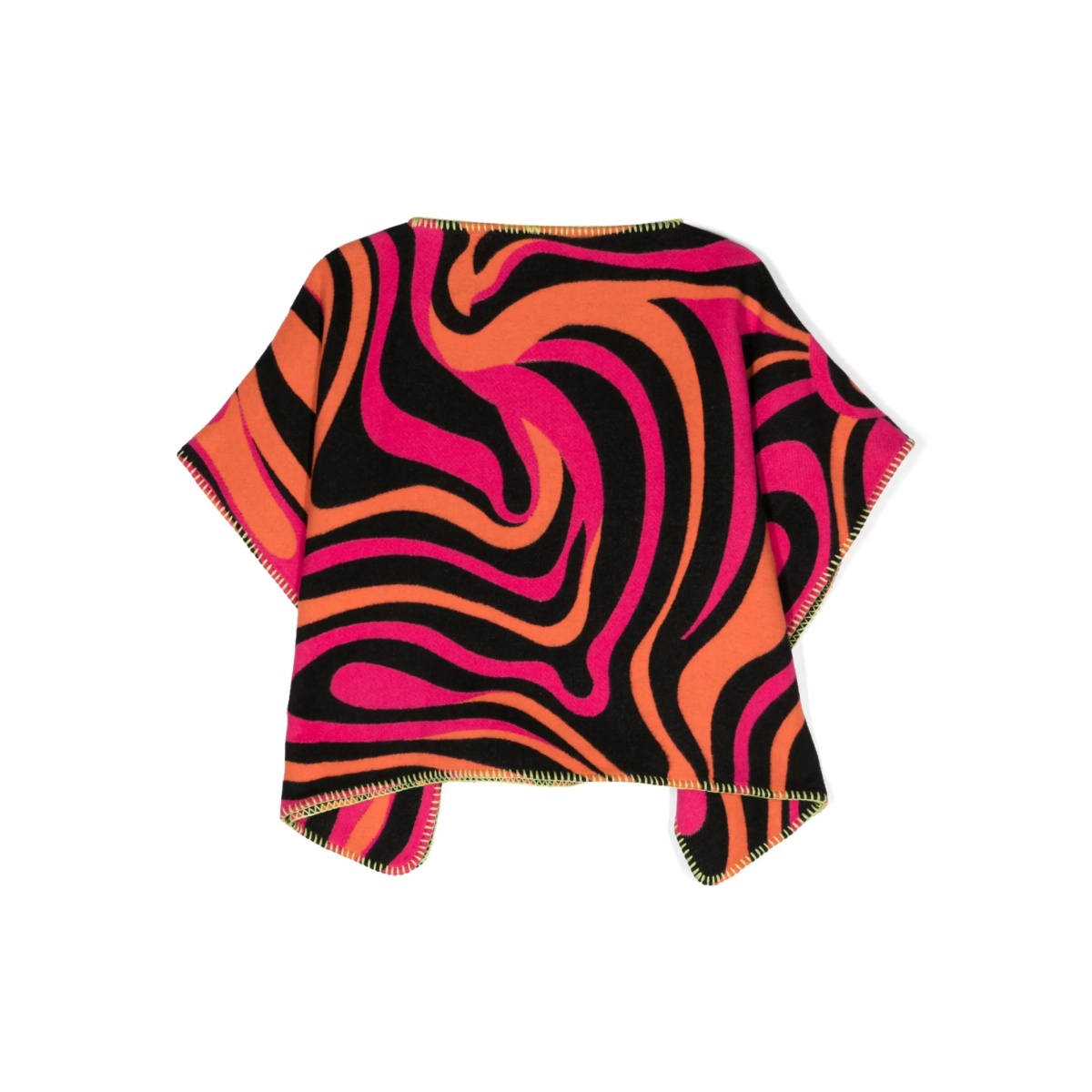 abstract-pattern virgin wool poncho - Img 2