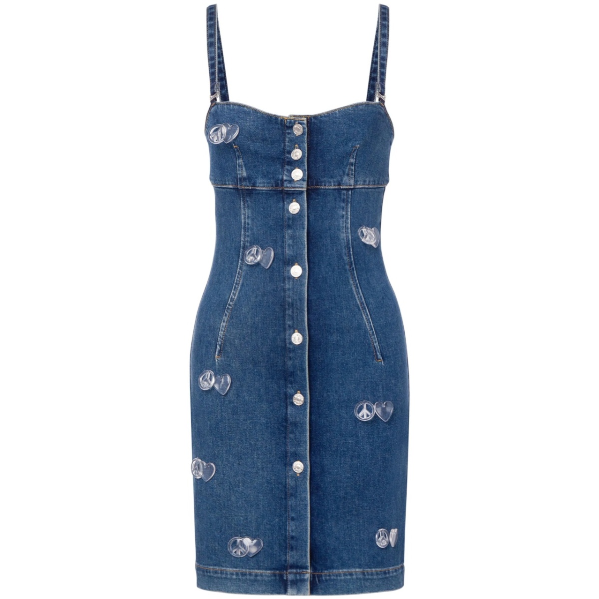 appliquéd denim minidress
