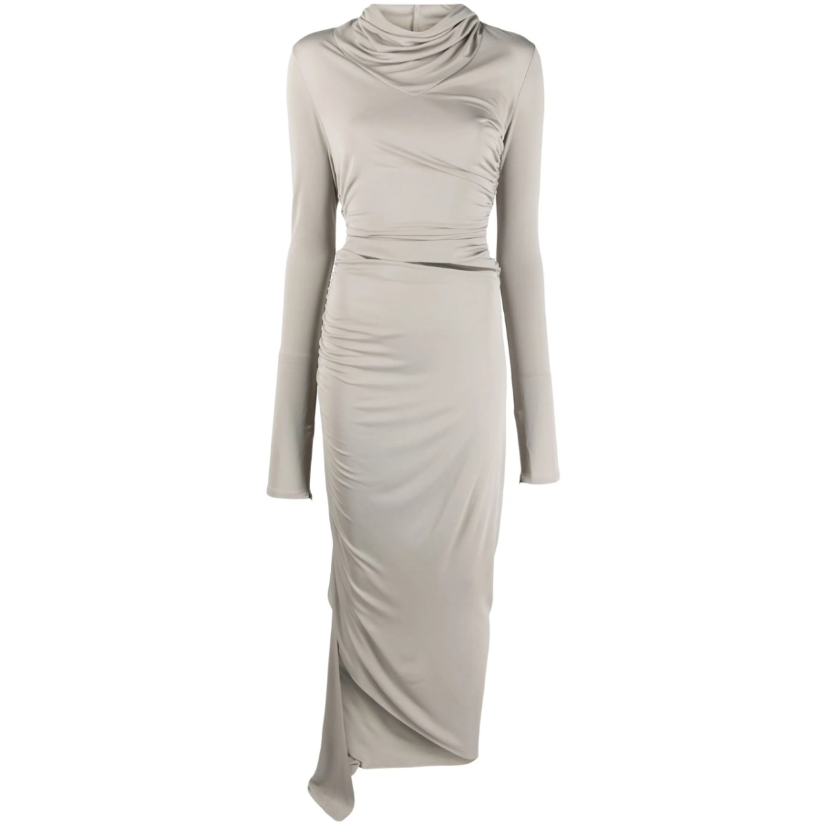asymmetric draped midi dress