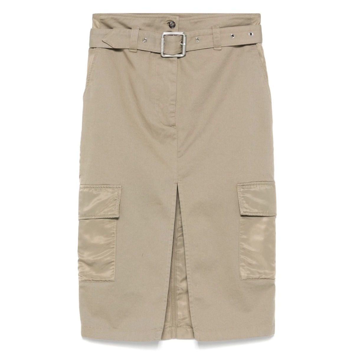 belted cargo midi skirt