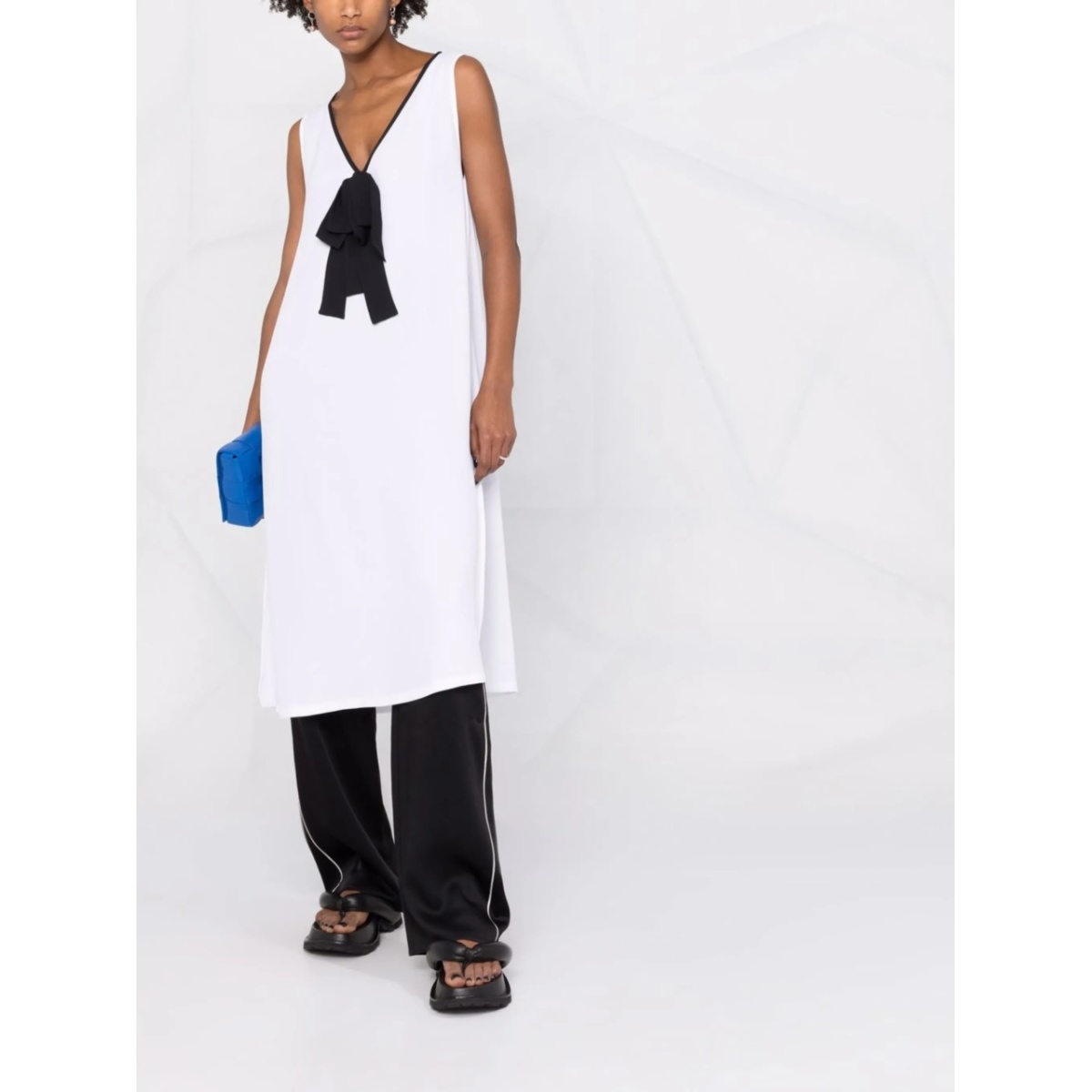 bow-detail V-neck long top - Img 2