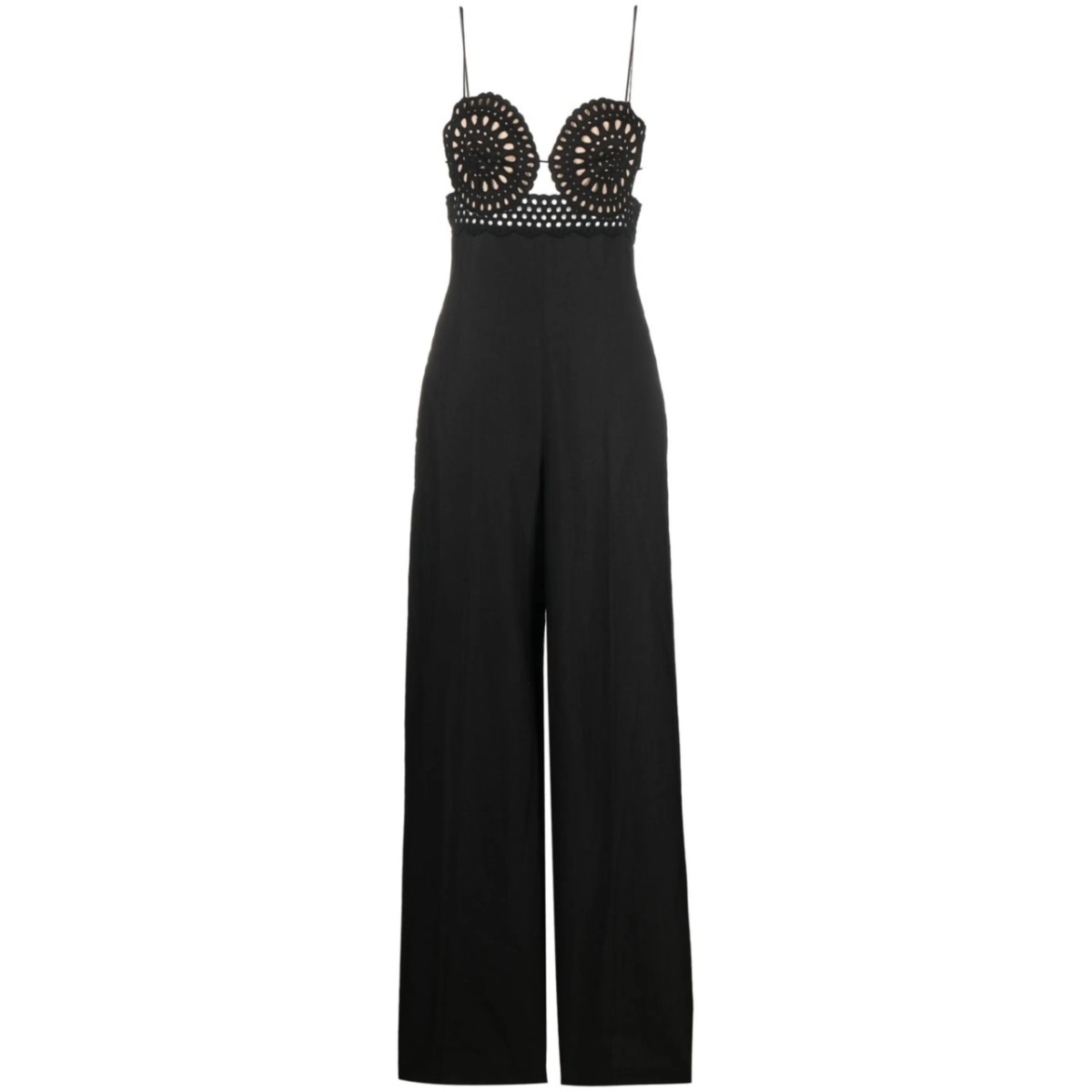 broderie anglais flared-leg jumpsuit