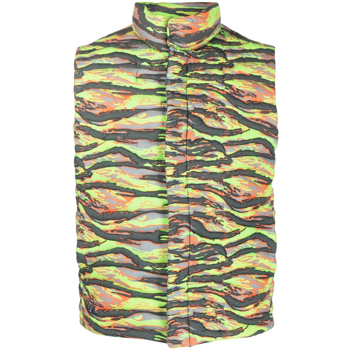 camouflage-print quilted puffer gilet